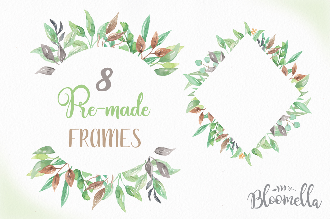 1060x705 Watercolor Foliage Clipart Frames Png Files Greenery Leaves Leaf - Watercolor Foliage