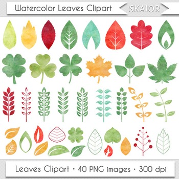 350x350 Watercolor Leaves Clip Art Autumn Leaf Clipart Silhouette - Watercolor Foliage