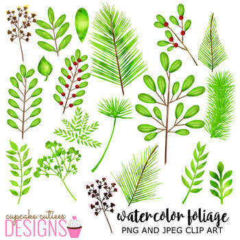350x350 Watercolor Leaves And Foliage Clip Art Word Art Sweet Summer - Watercolor Foliage