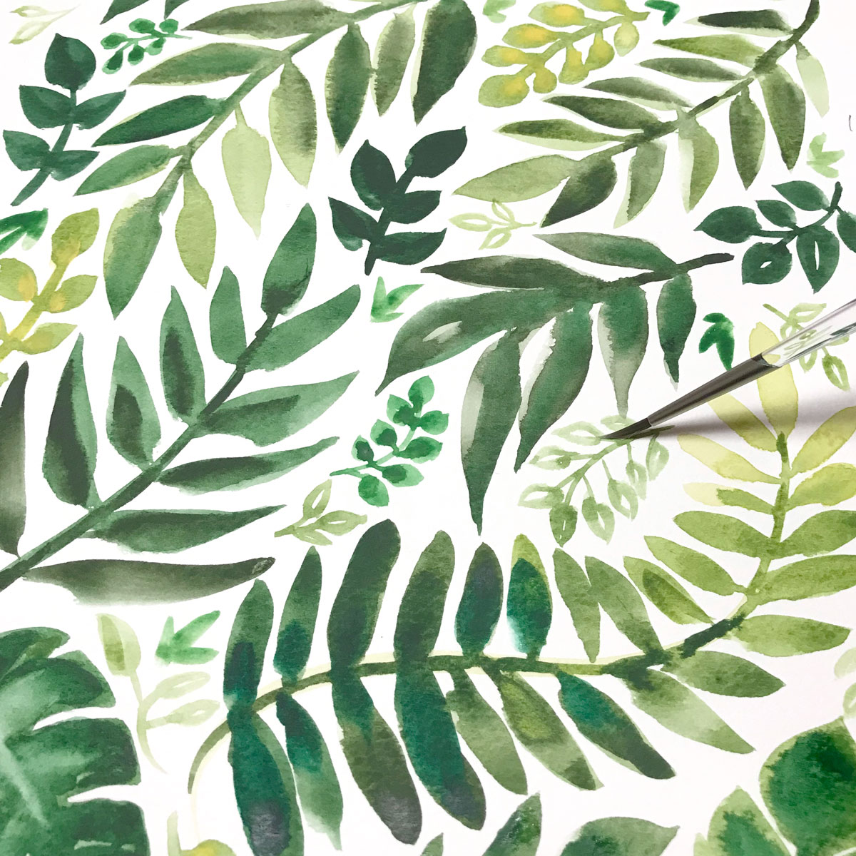 1200x1200 Wet Paint Greenery Custom Watercolor Invitations Amp Unique - Watercolor Foliage