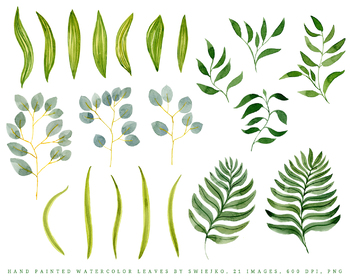 350x280 Watercolor Foliage Set, Tropical Leaves, Monstera By Swiejko Tpt - Watercolor Foliage