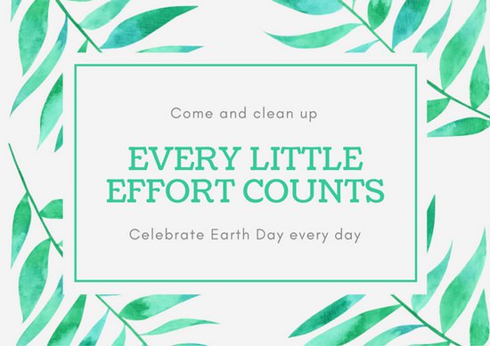 550x389 Gray With Green Watercolor Foliage Earth Day Card - Watercolor Foliage
