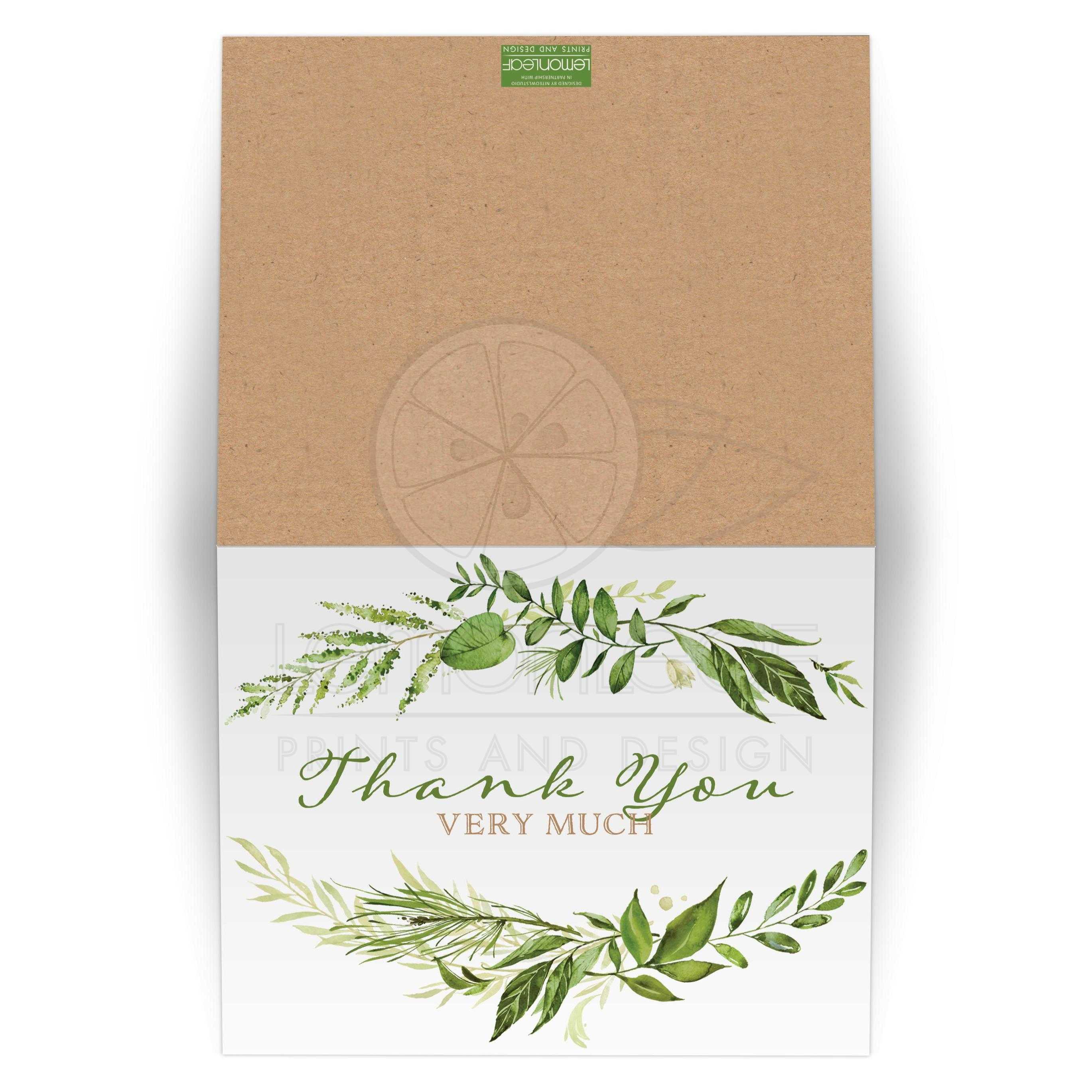 2738x2738 Greenery Foliage Wedding Thank You Card - Watercolor Foliage