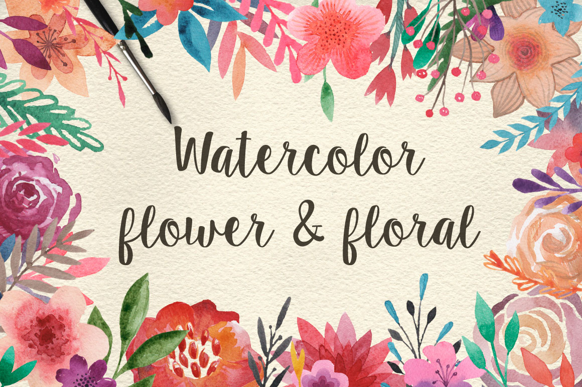 1160x772 Watercolor Amp Font Bundle By Julia Dreams - Watercolor Font