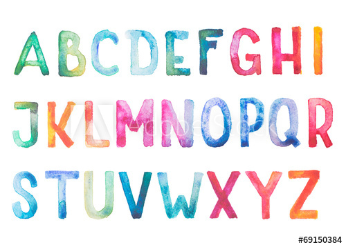 500x358 Colorful Watercolor Aquarelle Font Type Handwritten Hand Draw - Watercolor Font
