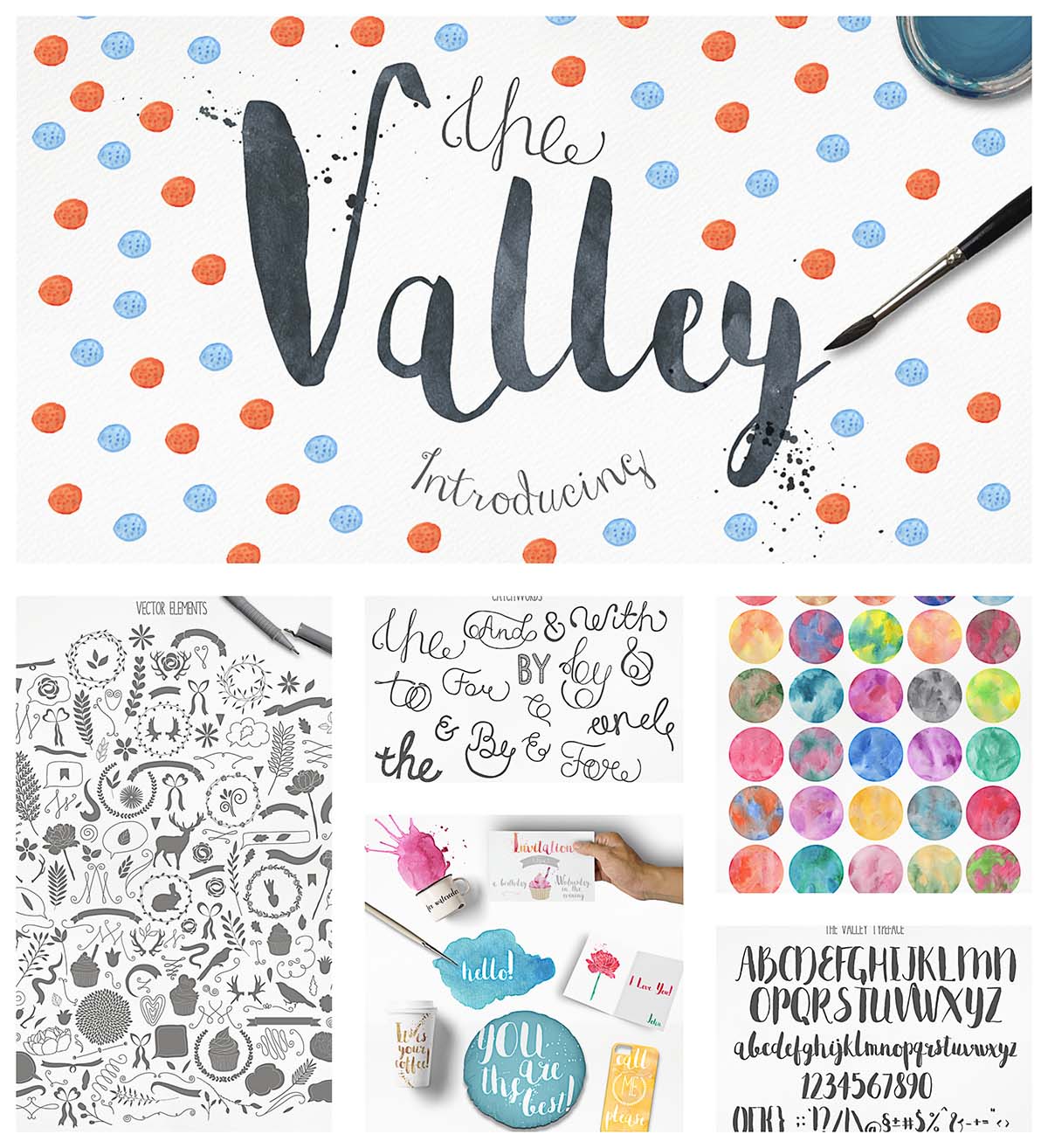 1200x1314 Valley Watercolor Textures And Font Free Download - Watercolor Font Download