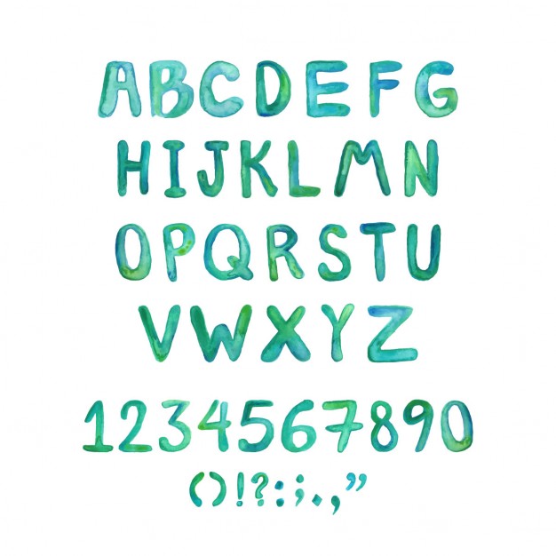626x626 Watercolor Alphabet Vector Free Download - Watercolor Font Download