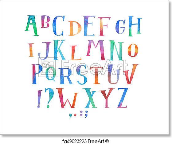 560x470 Free Art Print Of Colorful Watercolor Aquarelle Font Type - Watercolor Font Free