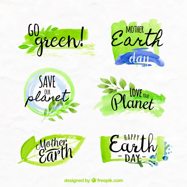 626x626 Ai] Various Earth Day Watercolor Stickers Vector Free Download - Watercolor Font Free Download