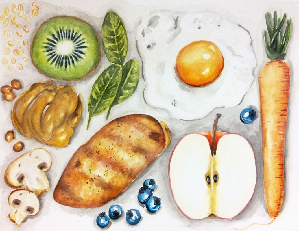 1034x800 Things I Eat Everyday Watercolor (Pt.1) - Watercolor Food