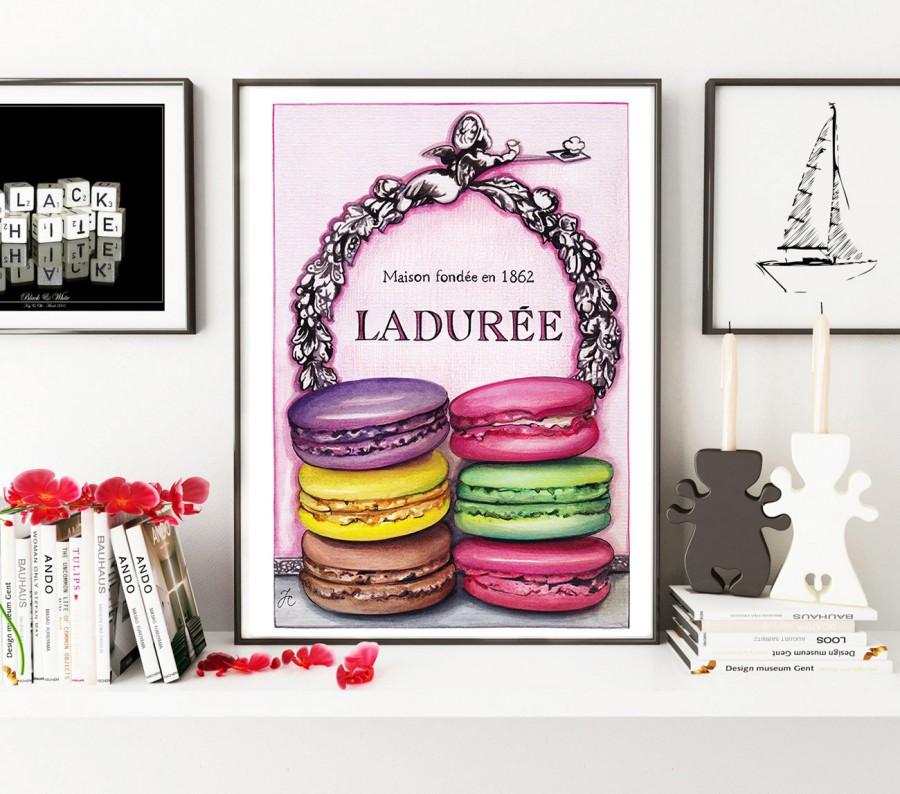 900x794 Macarons Laduree, Food Art, Food Print, Macarons Print, Laduree - Watercolor Food Art
