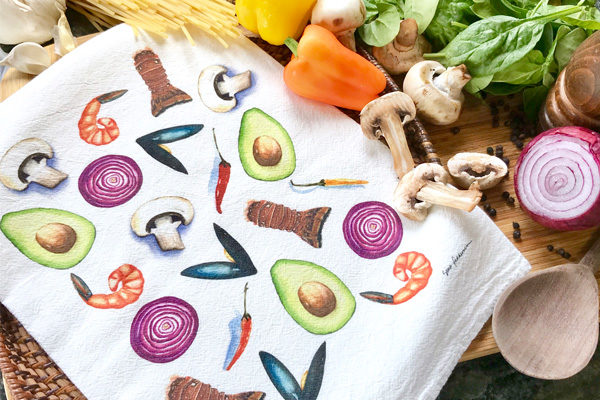 600x400 Watercolor Food Art Gourmet Towels - Watercolor Food Art