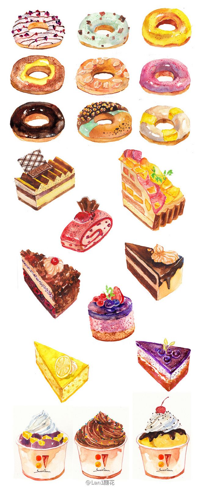 658x1595 Watercolor Desserts Sweet Art Watercolor, Food - Watercolor Food Art