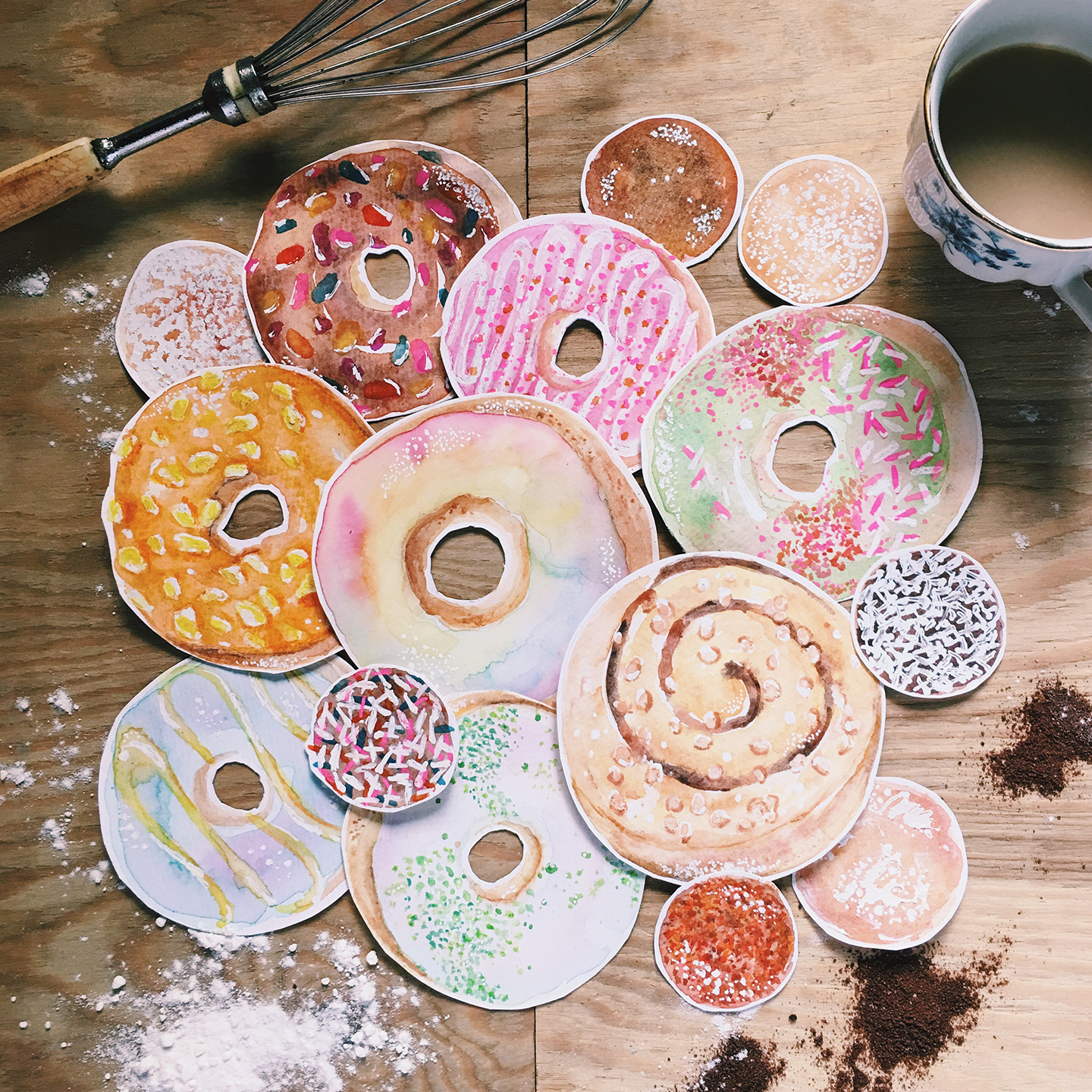 1440x1440 Sweets Amp Treats Watercolor Food Illustrations Munii Creates - Watercolor Food Illustrations