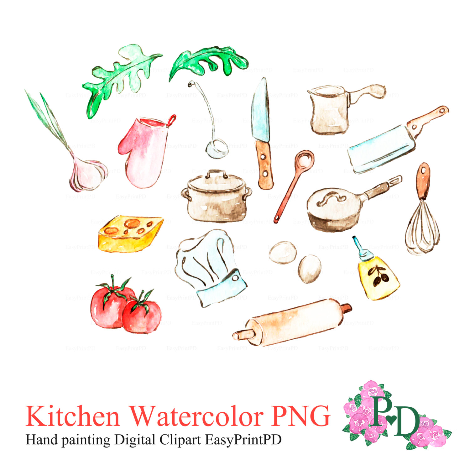 1500x1500 Watercolor Clipart Food - Watercolor Food Illustrations