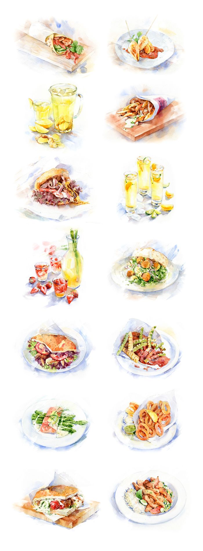 700x1897 Watercolor Illustrations - Watercolor Food Illustrations
