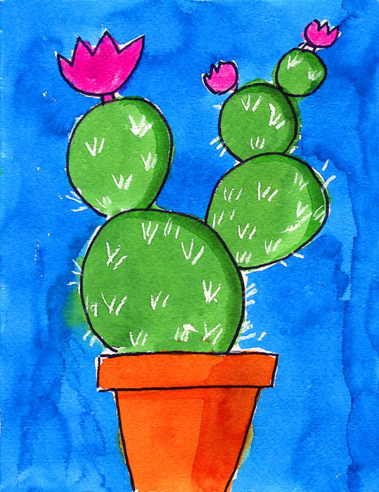539x700 Watercolor Cactus Painting Art Projects For Kids - Watercolor For Kids