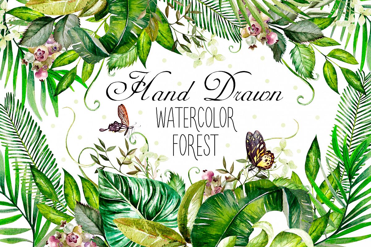 1200x800 Hand Drawn Watercolor Forest - Watercolor Forest