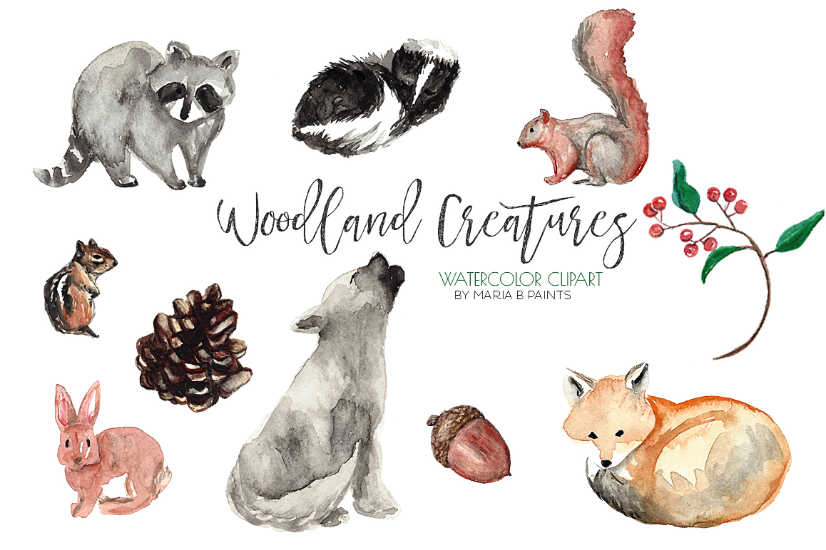 1158x772 Watercolor Clip Art Forest Animals - Watercolor Forest Animals