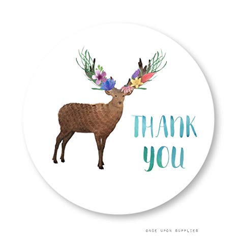 466x466 Forest Animals Thank You Stickers, Watercolor Deer - Watercolor Forest Animals
