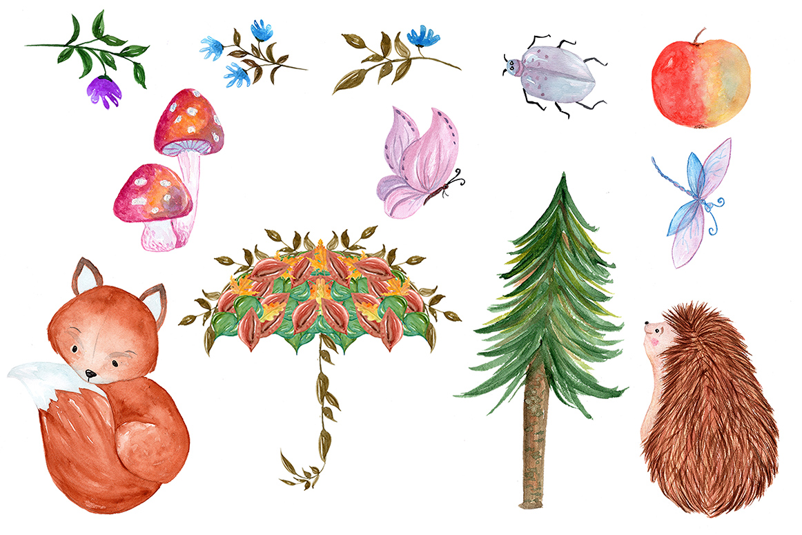 1162x775 Watercolor Forest Animals Clip Art By Vivastarkids - Watercolor Forest Animals