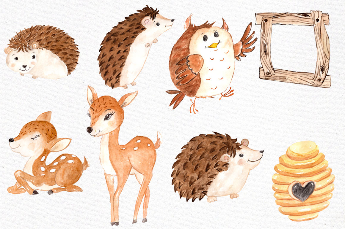 1160x772 Watercolor Forest Animals Clipart By Vi Design Bundles - Watercolor Forest Animals
