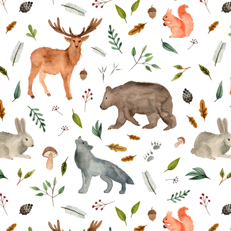 470x470 Watercolor Animals Forest Team. Bigger Wallpaper - Watercolor Forest Animals