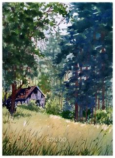 Watercolor Forest Landscape