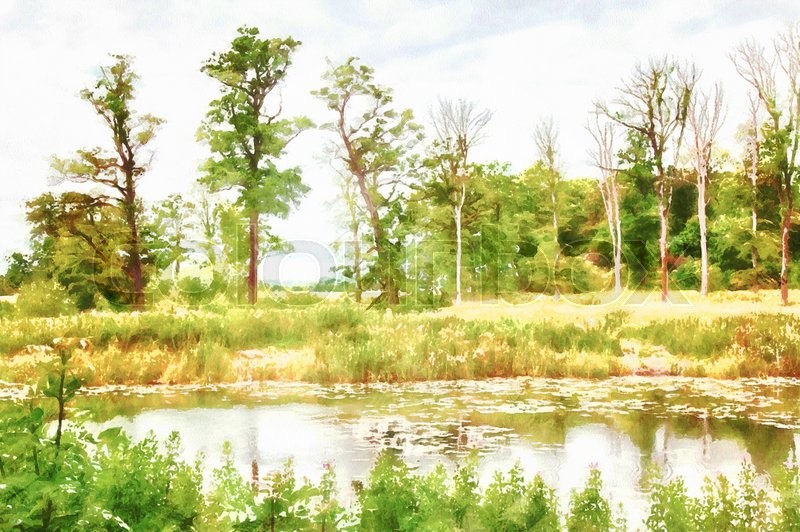 800x532 Image Of Green Lush Forest Landscape, Painted In Watercolor - Watercolor Forest Landscape