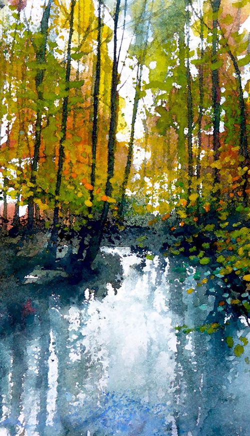 500x873 Pete Gilbert New Forest Artist Landscaping Artist - Watercolor Forest Landscape