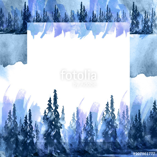 500x500 Watercolor Group Of Trees - Watercolor Forest Landscape