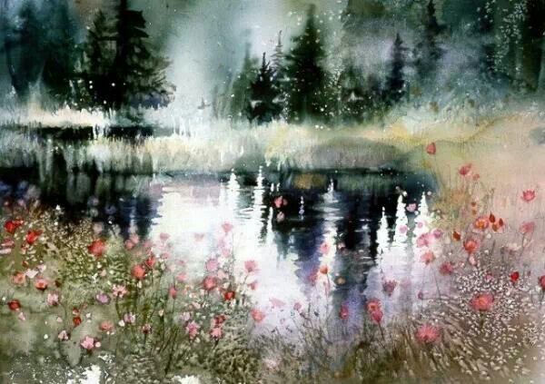 600x423 Watercolor Landscape Forest Love Watercolors - Watercolor Forest Landscape
