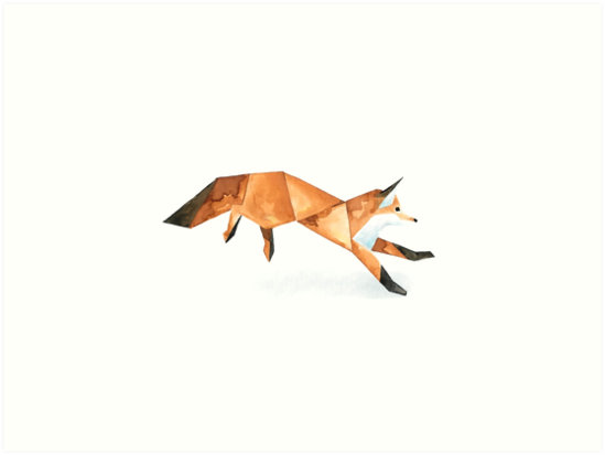 549x413 Low Poly Watercolor Fox. Art Prints By Scarriebarrie Redbubble - Watercolor Fox
