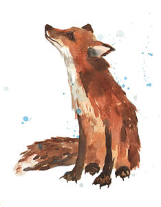 234x300 Quiet Fox Painting By Alison Fennell - Watercolor Fox