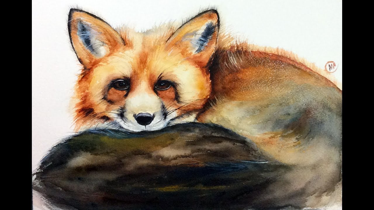 1280x720 Watercolor Fox Painting Demonstration - Watercolor Fox