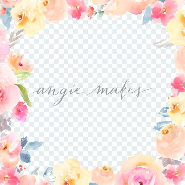 600x600 Watercolor Flower Border Frame - Watercolor Frame