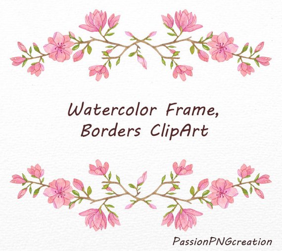 570x508 Watercolor Frame And Borders Clipart Png Watercolor Clip Etsy - Watercolor Frame