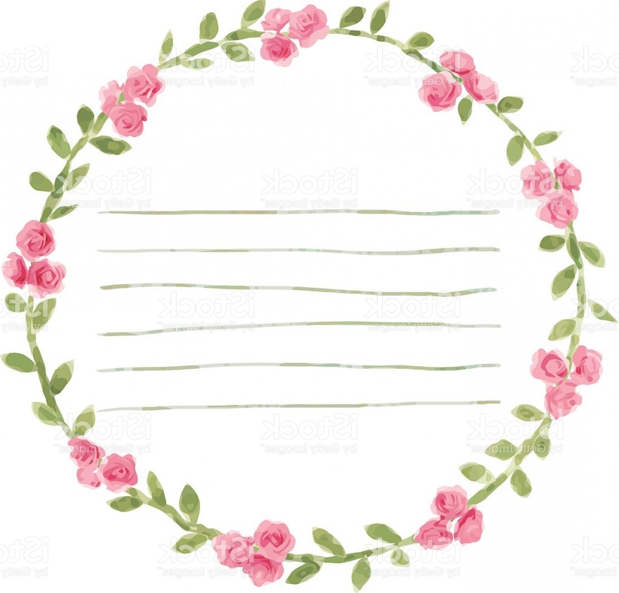 1228x1177 Watercolor Round Frame With Roses Wreath Hand Draw Floral Border - Watercolor Frame