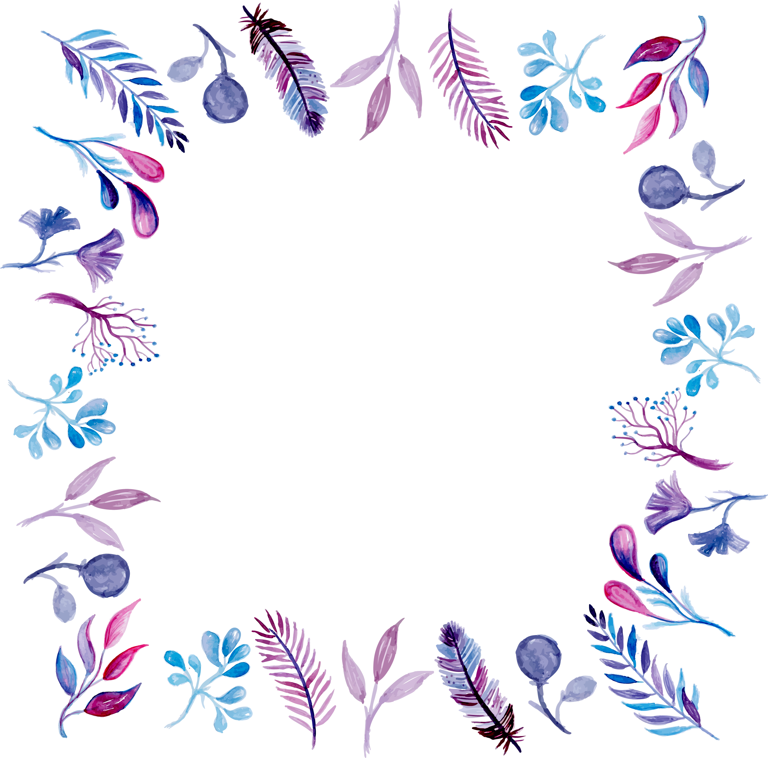 2480x2447 Purple Watercolor Frame Border Ink Paint Flowers Freeto - Watercolor Frame