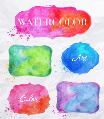 398x457 Creative Watercolor Labels Vector Material 02 Free Download - Watercolor Free Download