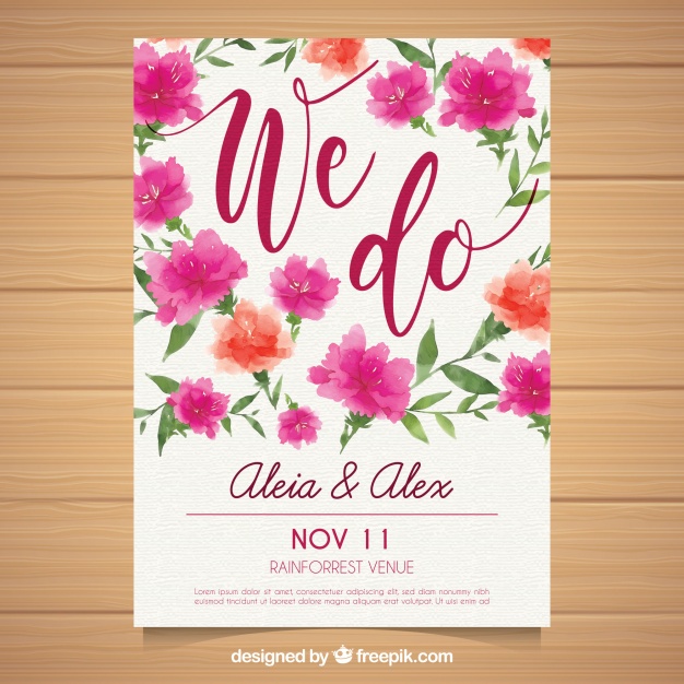 626x626 Wedding Flower Vector Free Download Wedding Invitation With - Watercolor Free Download