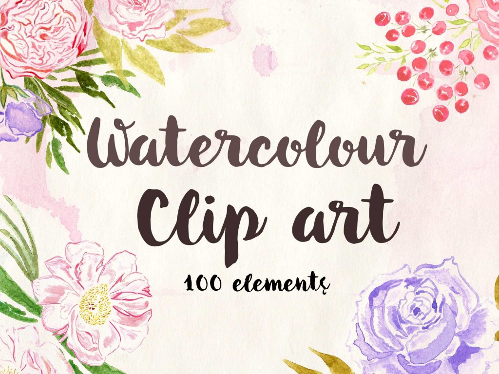 1024x768 Free Flower Clip Art 2 - Watercolor Freebies