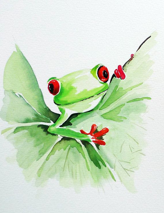 570x737 Original Watercolor Painting - Watercolor Frog