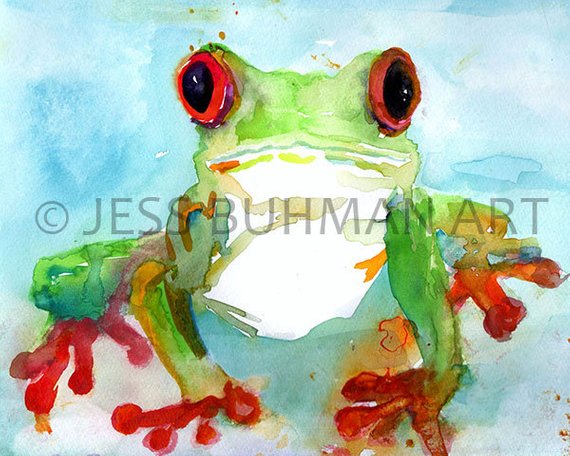 570x456 Tree Frog Watercolor Print Watercolor Frog Painting Print Of Etsy - Watercolor Frog