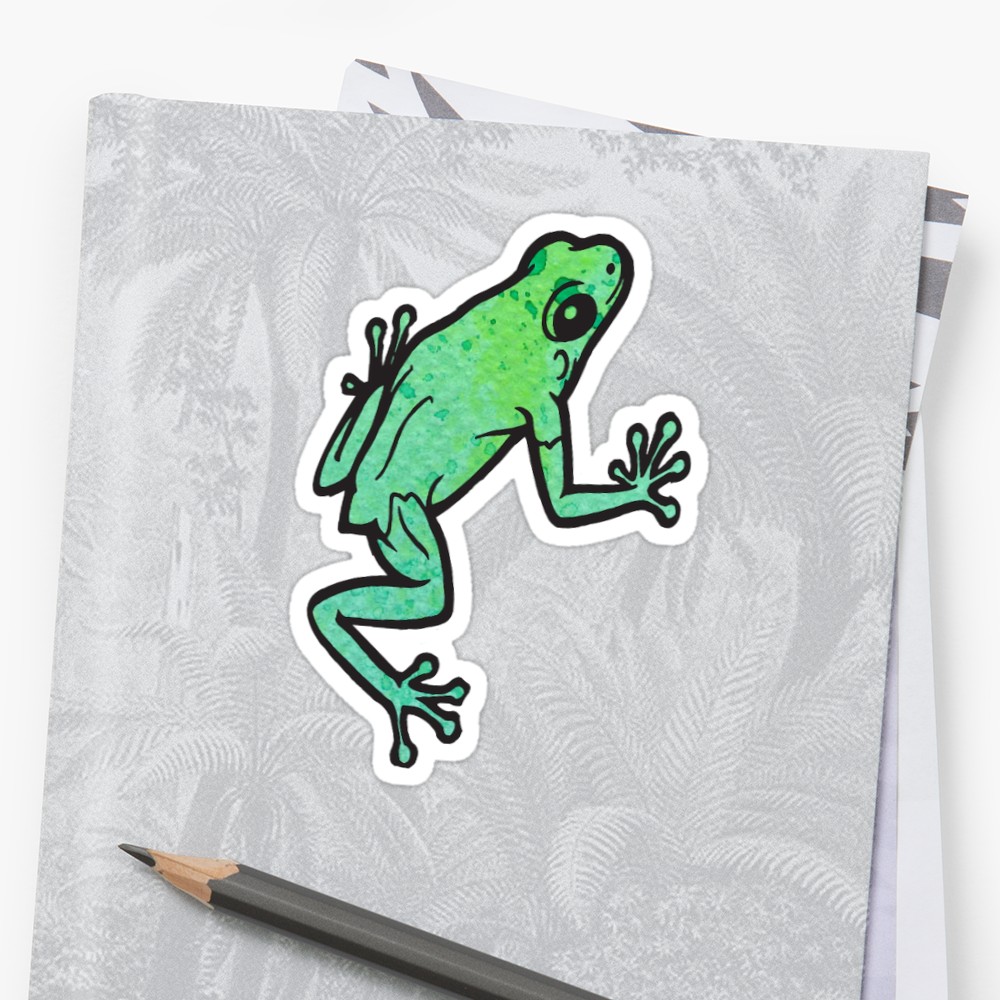 1000x1000 Watercolor Frog Stickers By Lthurman08 Redbubble - Watercolor Frog