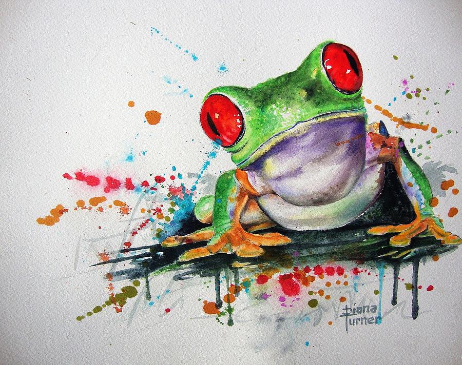 900x712 Frog Eye View Painting By Diana Turner - Watercolor Frog