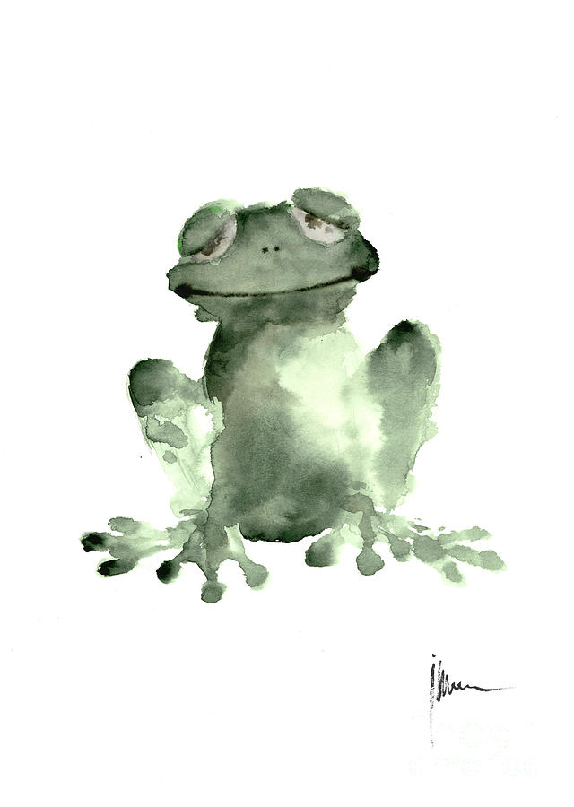 640x900 Frog Painting Watercolor Art Print Green Frog Large Poster - Watercolor Frog