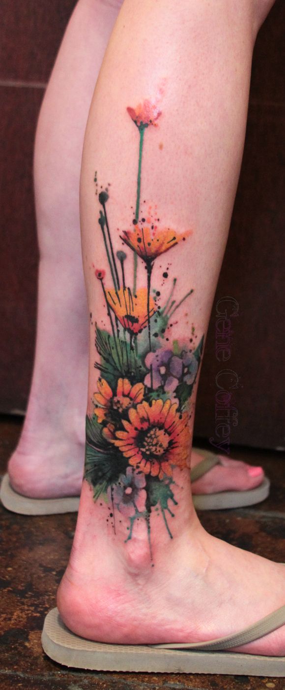 580x1401 Women Tree Frog Tattoos Sunflower 3d Modern Thigh Design Idea For - Watercolor Frog Tattoo