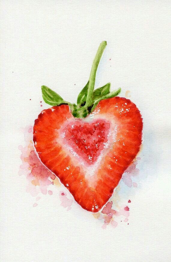 570x870 Roja Fresa Watercolor Watercolor, Paintings - Watercolor Fruit