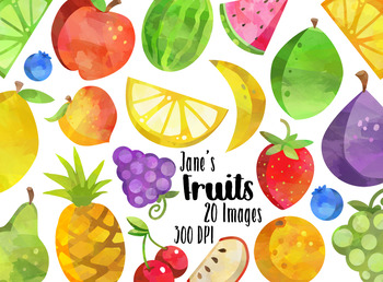 350x258 Watercolor Fruits Clipart By Digitalartsi Teachers Pay Teachers - Watercolor Fruit
